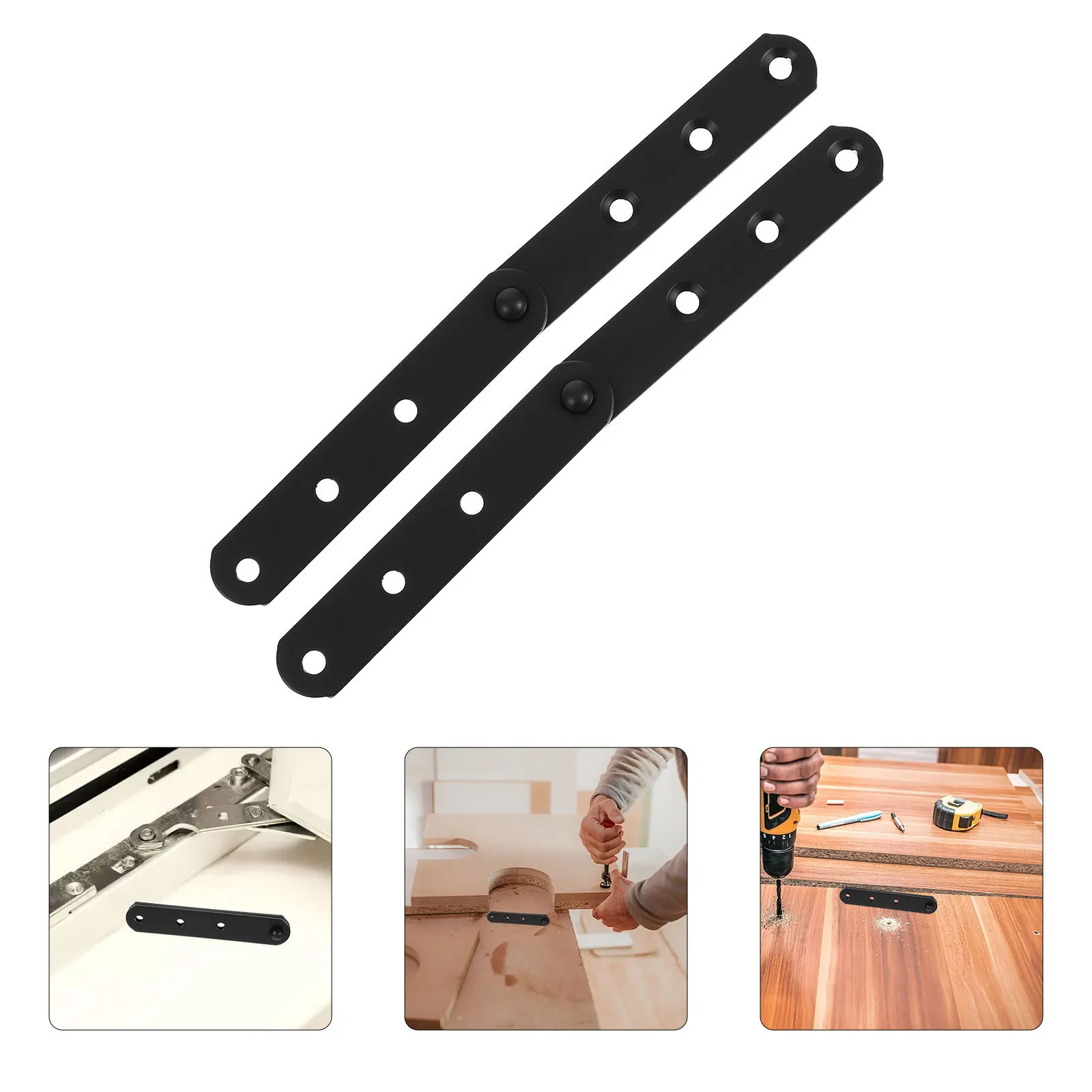

4Pcs Stainless Steel Hidden Door Hinges Black Straight Brace Brackets for Cabinet Furniture Wooden Doors Windows Invisible