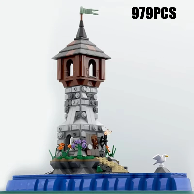 Moc Building Blocks Modular Castle Model Mini Lighthouse Technical Bricks DIY Assembly Christmas Toys For Child Holiday Gifts