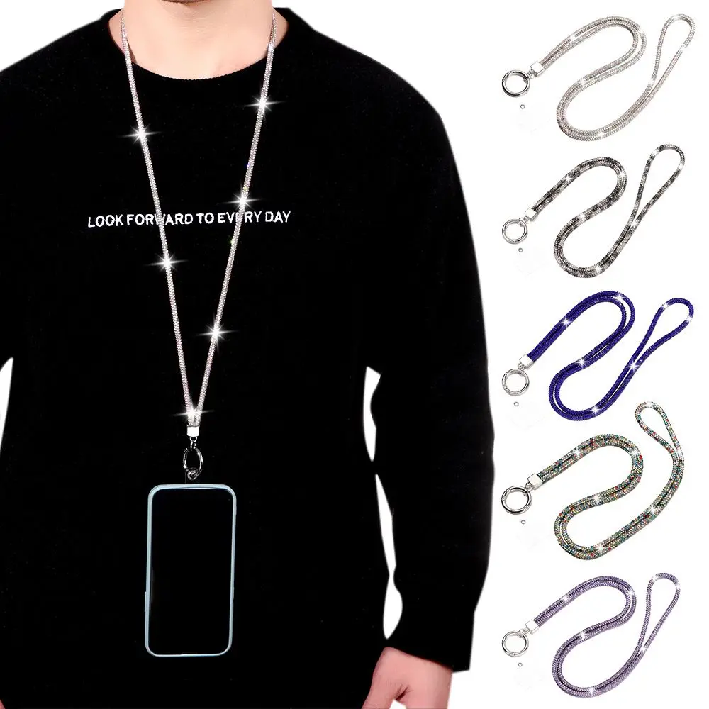 Glitter Bright Bling Bling Keychain Diamond Crystal Anti-lost Rope Chain Straps Rhinestone Phone Lanyard Hanging Cord