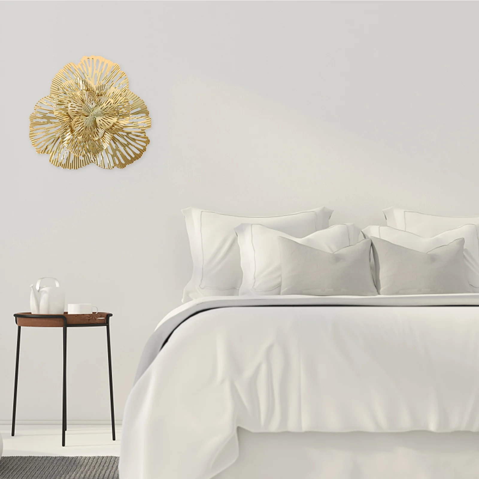 

Nordic Luxury Mirror Metal Wall Art Flower Room Decor Metal Flowers Wall Decor Aesthetic Hanging Ornament