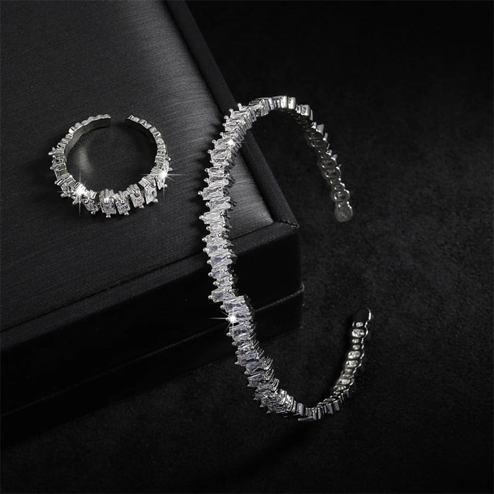 

Saudi hot sale irregular open bracelet and ring 2pcs set set versatile ladies jewellery daily event dinner party prom M-407