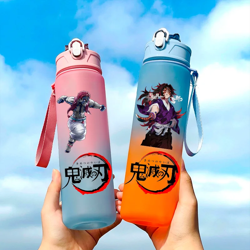 750ML Demon Slayer Cartoon Plastic Gradient Water Cup Portable Leak Proof Water Bottle Student Outdoor Sports Travel Water Cup view 3