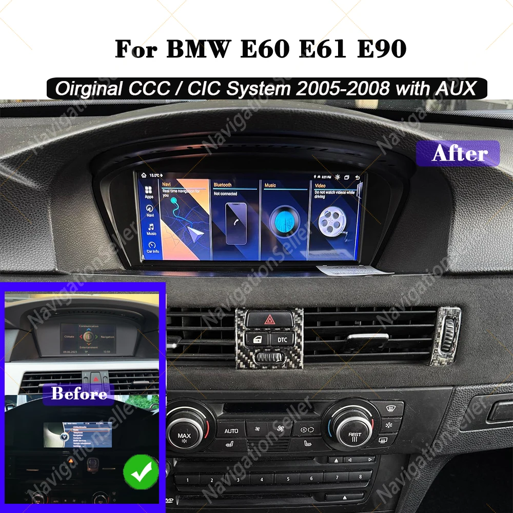 

Android For BMW 5 /3 Series E60 E61 E62 E63 E90 E91 E92 E93 CIC CCC System Wireless Carplay GPS BT DSP Stereo Screen Accessories