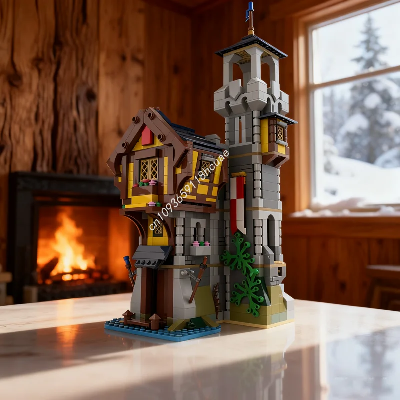 

1401 шт. MOC Kestrel Keep Castle, черная соконированная модель, строительные блоки, рождественский подарок, сборные игрушки, сделай сам, креативная идея, образование