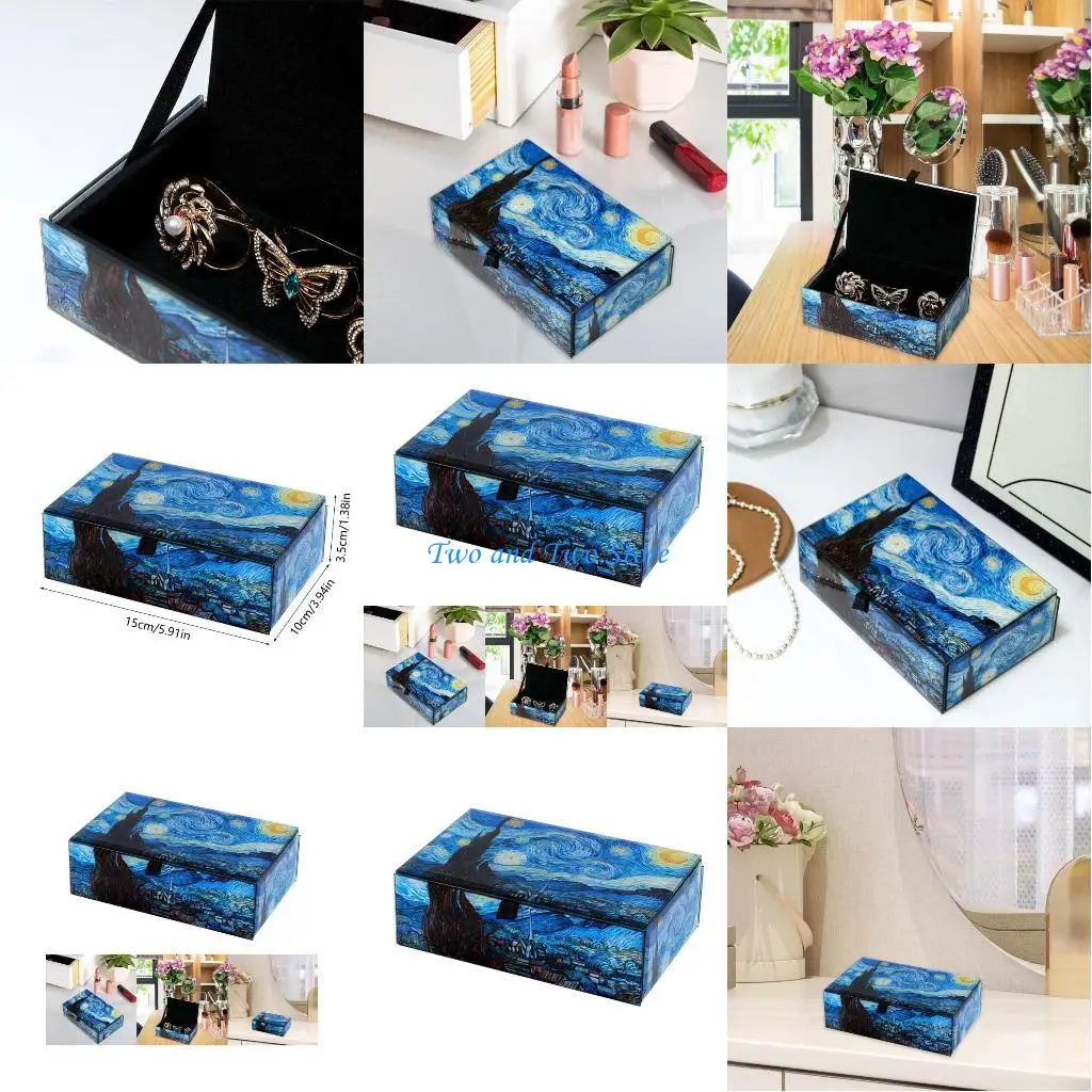 

HX6F Elegant Glass Women Jewellery Box Storage for Rings Earrings Bracelets
