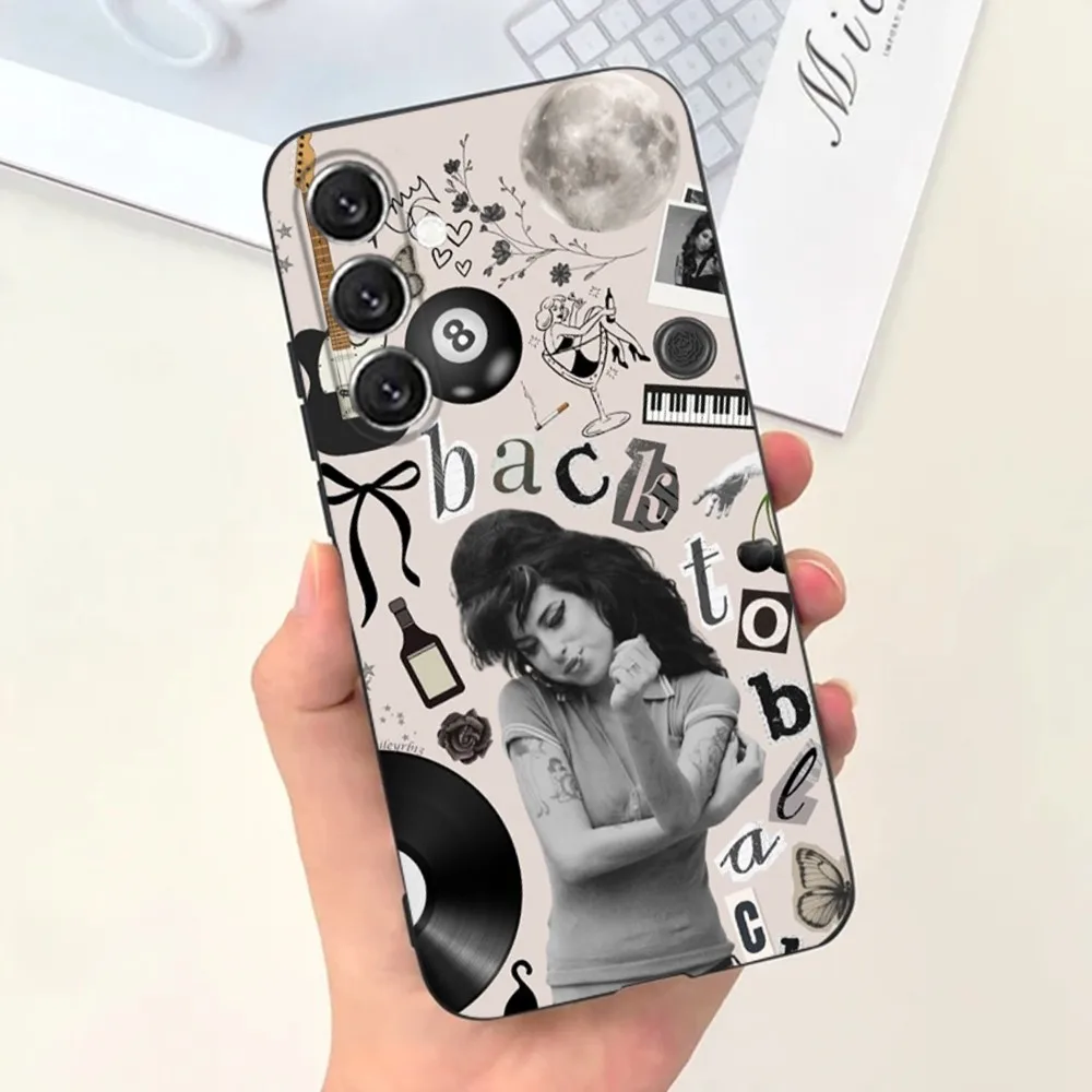 Casing Ponsel Amy Winehouse untuk Samsung S25,S24,S21,S22,S23,S30,Ultra,S20,Plus,Fe,Lite,Note,10,9,5G Sampul Hitam