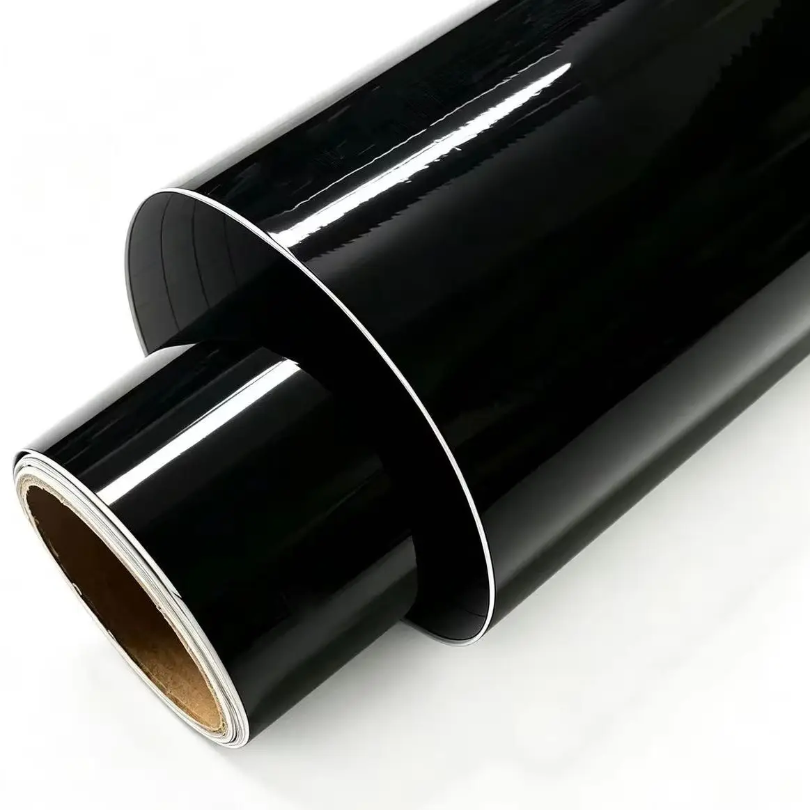 Klassische glänzende schwarze PVC-Vinylfolie mit Luftkanälen, selbstklebend, für Auto- und Motorradfolierung, DIY-Aufkleber