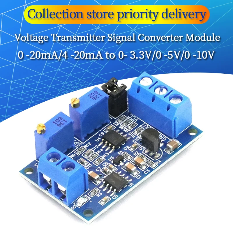 Current To Voltage Module 0 -20mA/4 -20mA to 0- 3.3V/0 -5V/0 -10V Voltage Transmitter Signal Converter Module