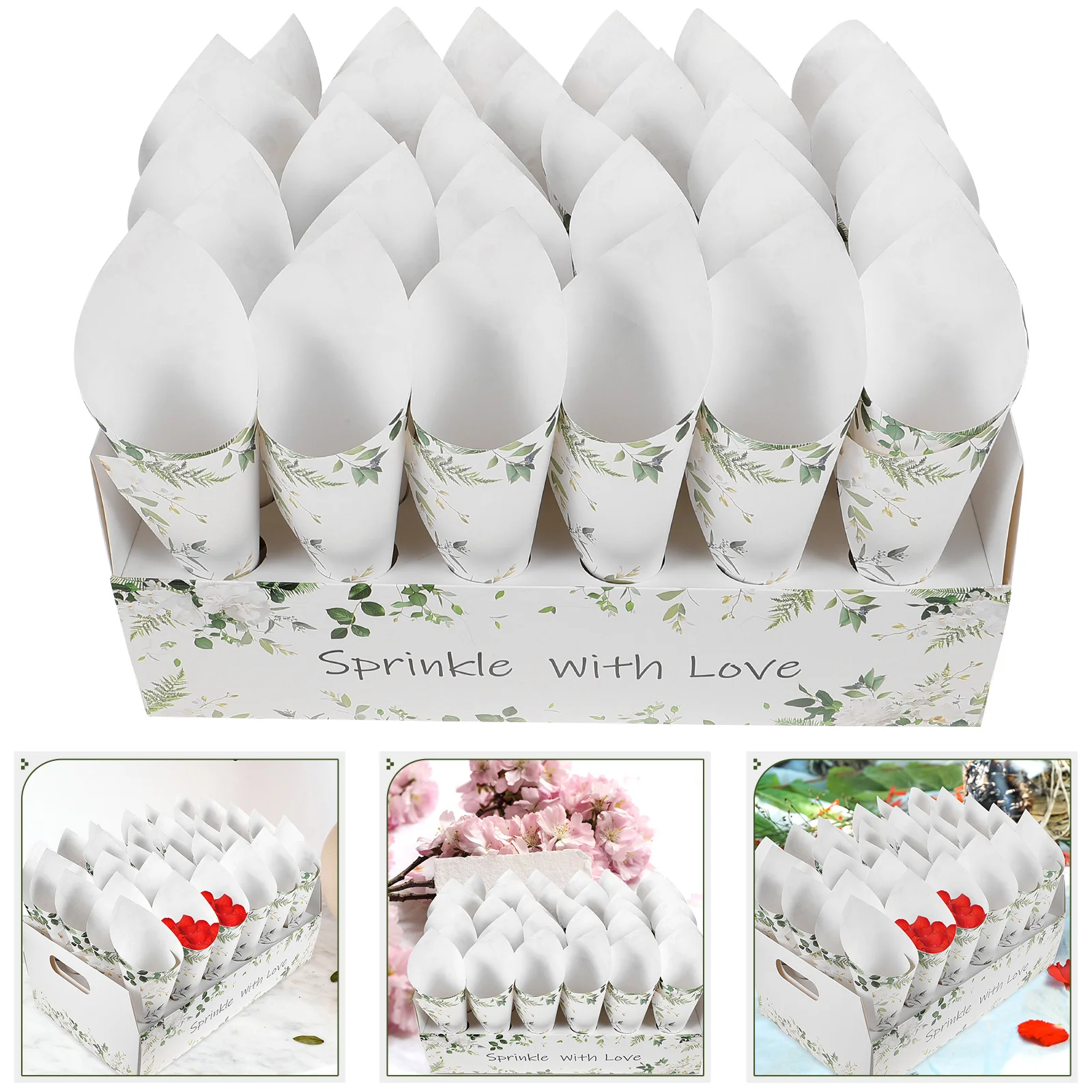 

Cone Confetti Box Bouquet Wedding Decoration Paper Charcuterie Cones with Holder