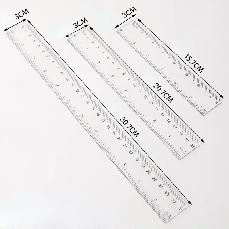 15cm 20cm 30cm Straight Ruler Transparent Plastic Ruler Drawing Tool Desk Accessories Student Stationery School Office Supplies