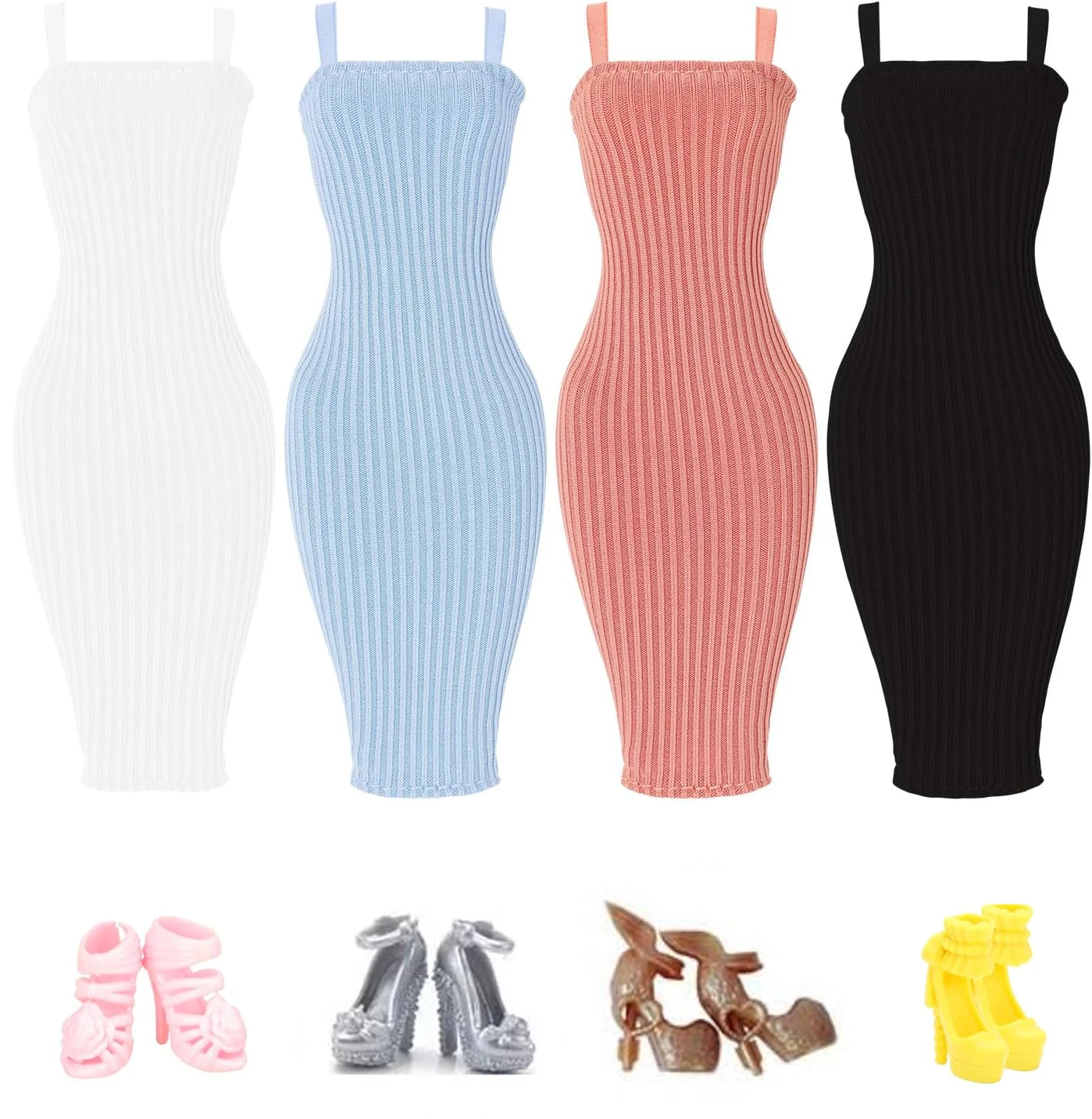 

8 предметов одежды для кукол 11,5 дюймов - летнее платье, обувь и обычный наряд - подарок на день рождения для девочки, аксессуары для кукол 30 см