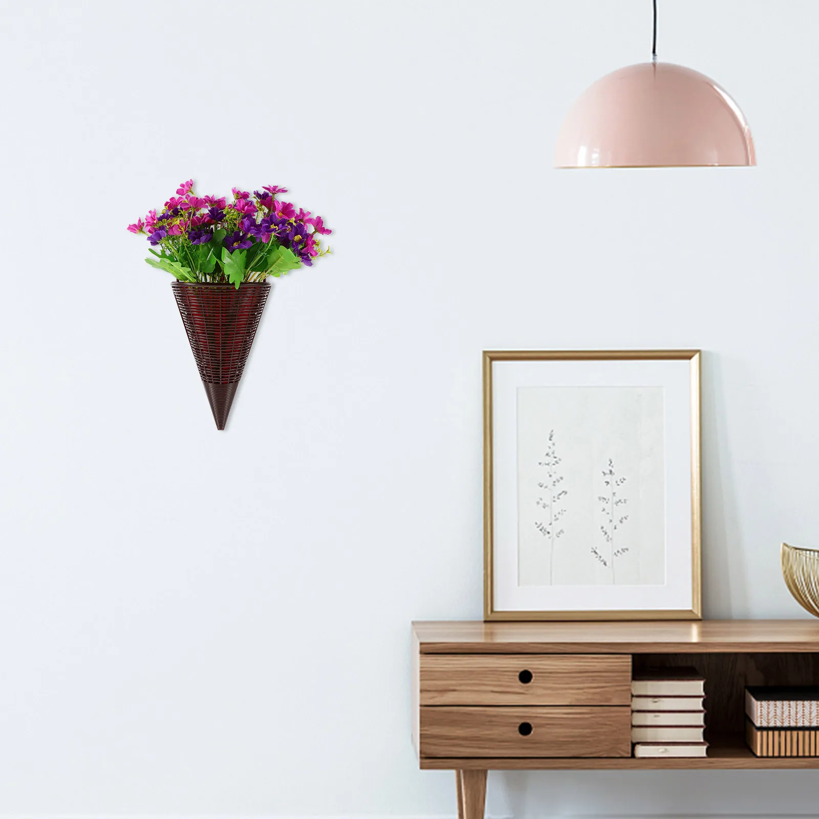 

Artificial Flower Pendant Basket Floral Decor Hanging Flowers Wall Indoor/outdoor Decoration Plastic