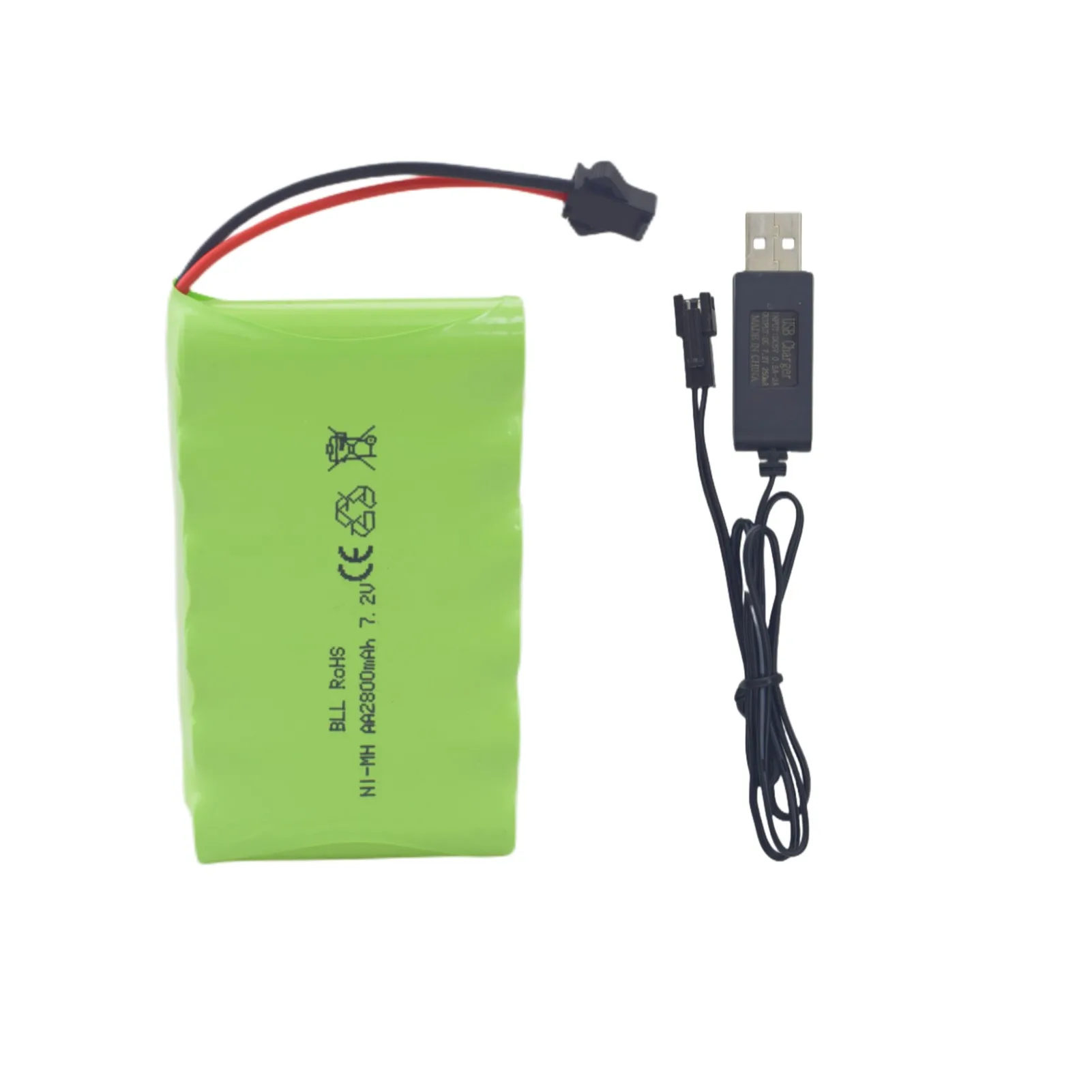 

7.2V 2800mAh AA Rechargeable Battery With SM-2P Plug + USB Charging Cable For Huina 1550 550 RC Excavator,TR-211 RC Toy Battery