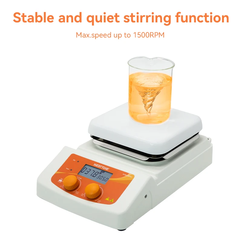 WESTTUNE محرك مغناطيسي مع محرك التدفئة شاشة ديجيتال ترموستاتي خلاط مغناطيسي مختبر خلاط أطباق ساخنة 1500 دورة في الدقيقة #2
