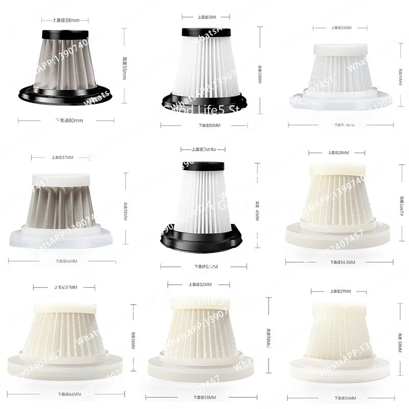 2Pc is suitable for car vacuum cleaners, household dual-purpose wireless charging high-power 304 stainless steel filter element