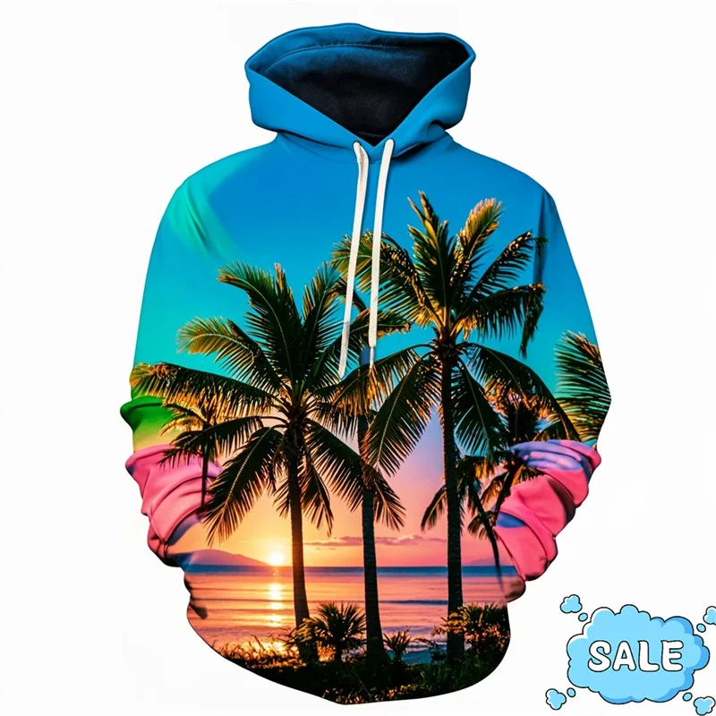 

Fashion New 3D Cocoanut Trees Printed Hoodies For Men Palm Trees Graphic Hooded Sweatshirts Unisex Funny Pullovers Mens Clothing