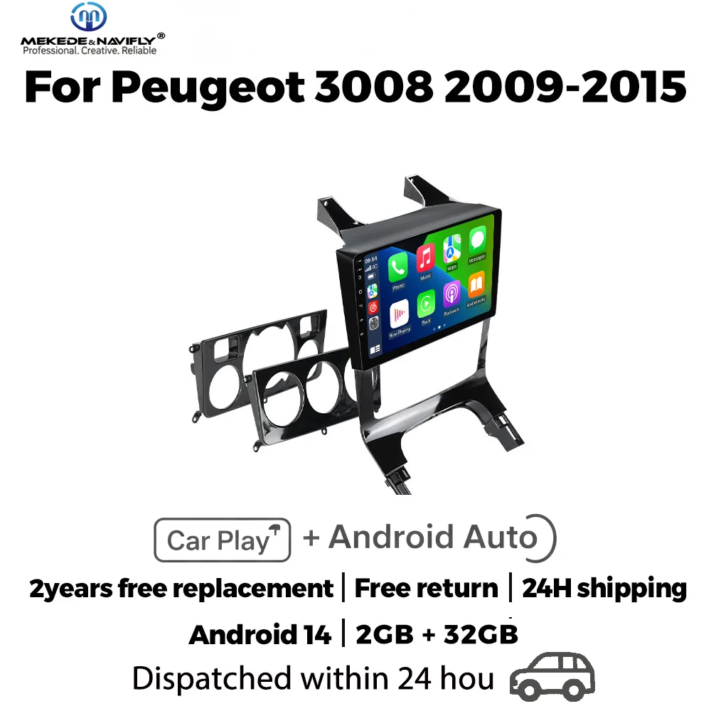 

Автомобильная аудиосистема MEKEDE&NAVIFLY Android 14, 2DIN автомагнитола для Peugeot 3008 1 2009-2016, мультимедийный плеер с Carplay и GPS