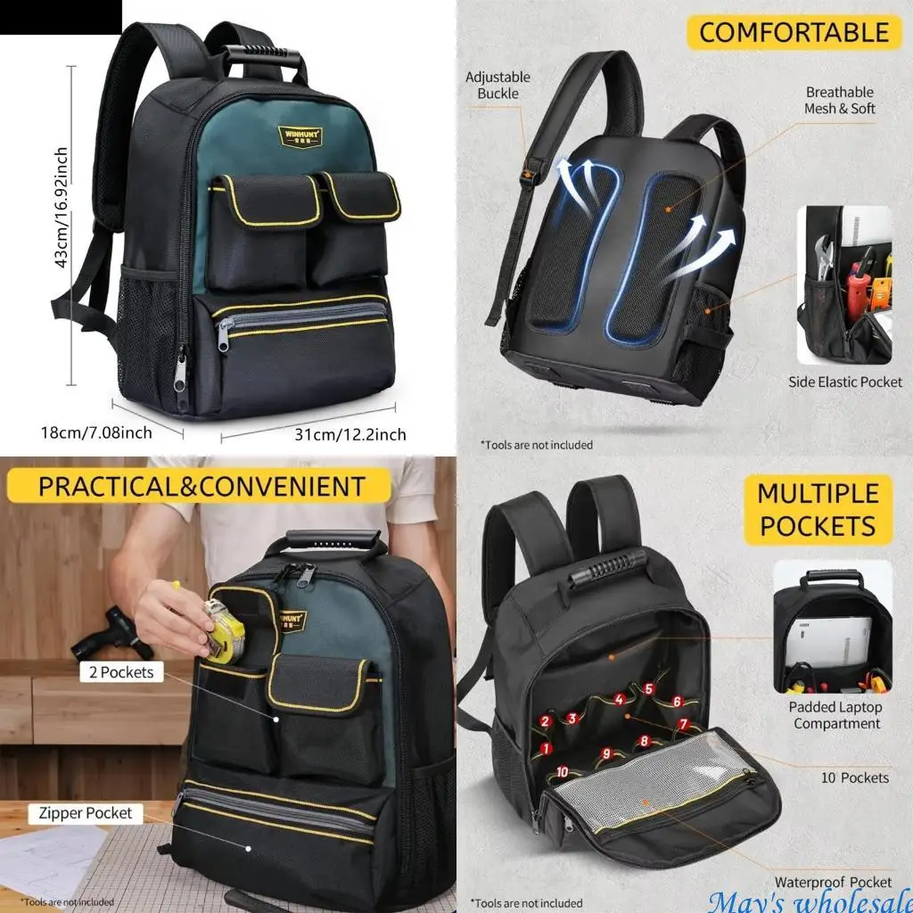 Multifunctional Electrician Tool Bag Backpack for Repairs and Home Maintenance 448A