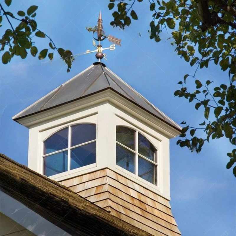 Red copper wind vane flag to map custom villa roof wind direction indication gardening copper decoration