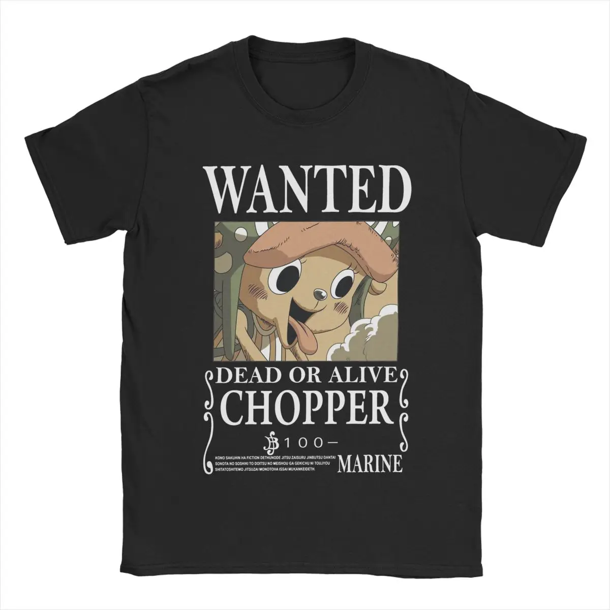 Chopper Wanted White T-Shirt for Men One-Piece Anime Amazing Cotton Tees O Neck Short Sleeve T Shirts Printed Clothes