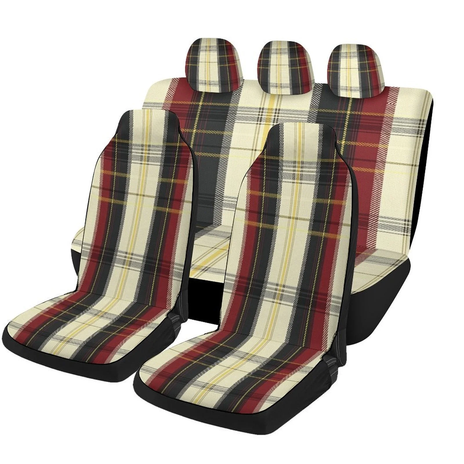 

Plaid Pattern Designed Car Seat Covers Set For Most Cars, Trendy Breathable Decorative Car Seat Protector Covers Full Set, Car