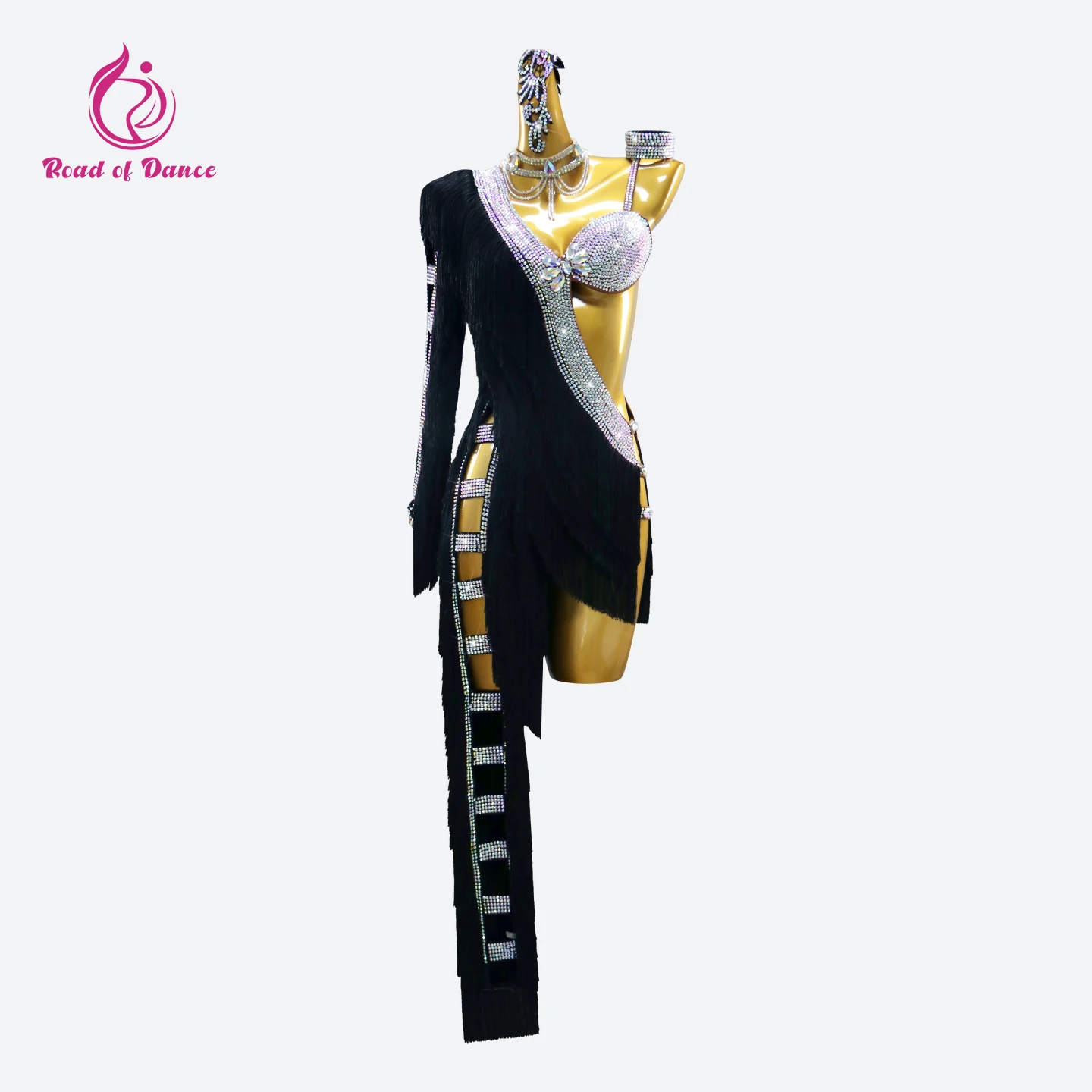 Traje de baile latino para mujer, traje deportivo para escenario, ropa de competición para niñas, vestido largo, pantalones de fiesta por debajo de la rodilla para fiesta y noche, 2025