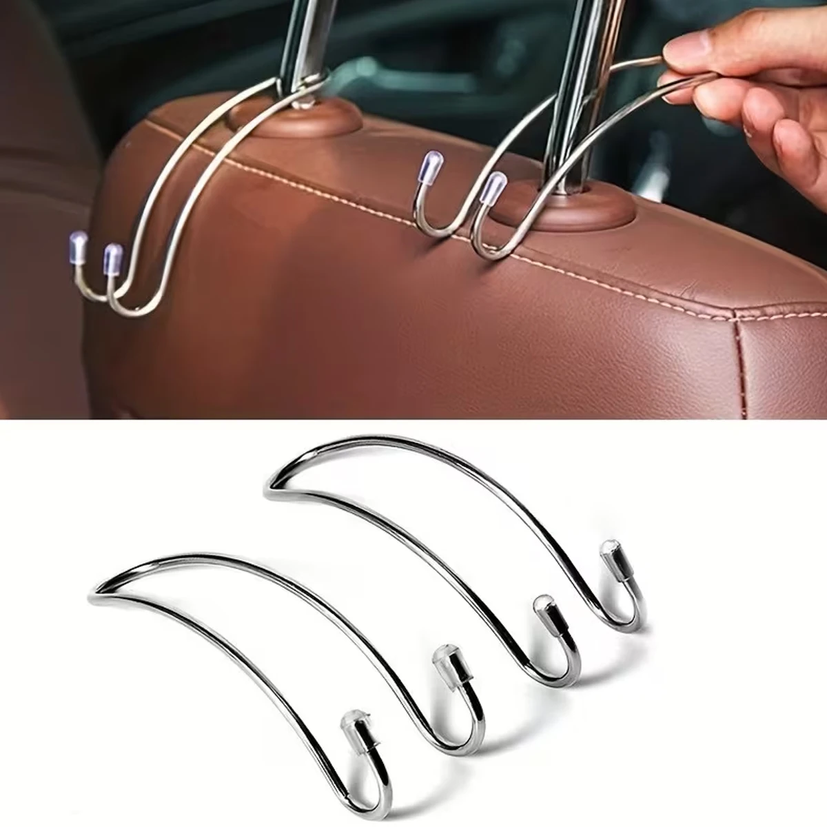 2-piece set, random color, can automatically hide behind the rear headrest as a car seat hook kit, serving as an onboard accesso