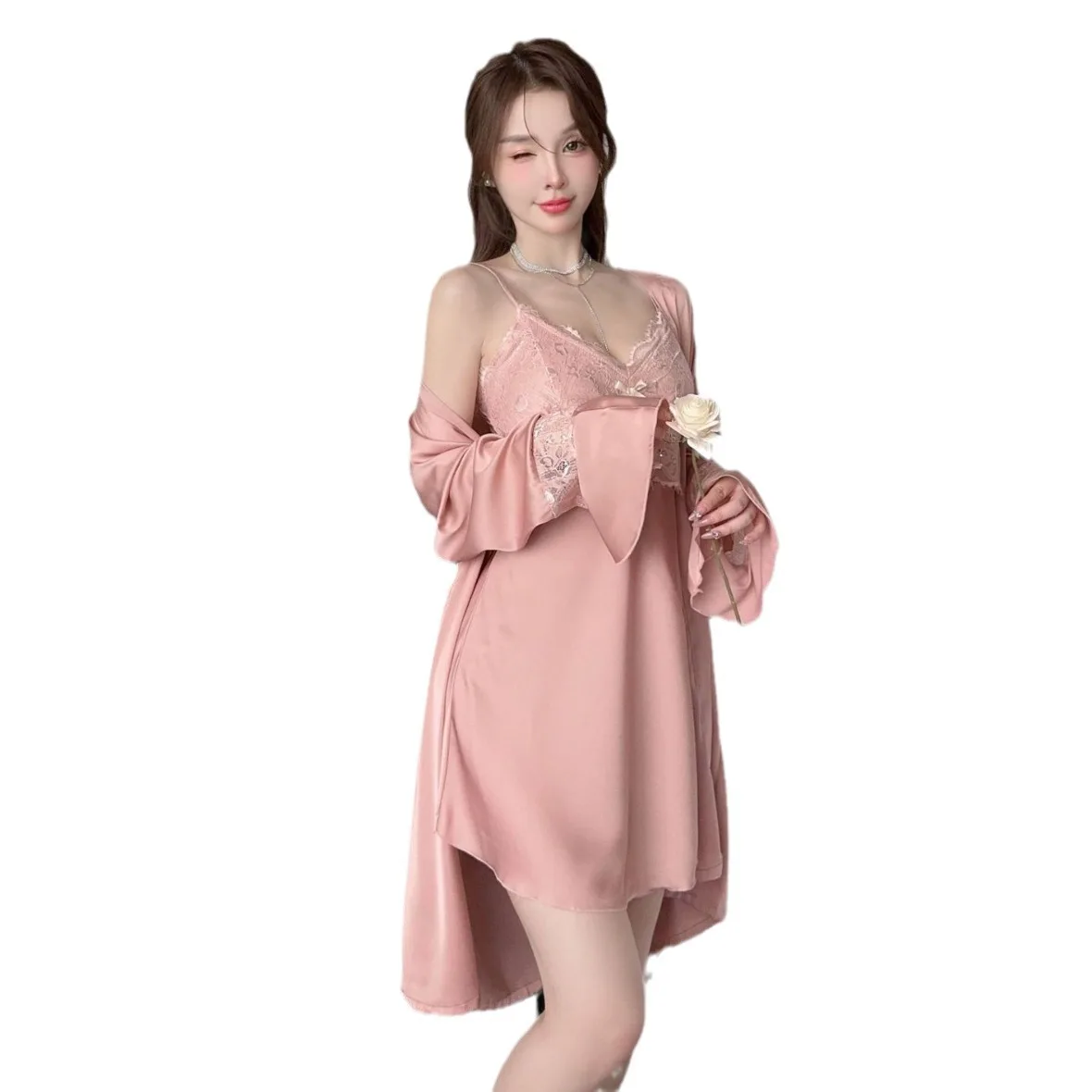 Sexy Camisola Nightgowns Camisole Chest Pad Pijamas Nighty Women Nightwear Woman Pajama Sleepwear Dress Pyjama Lace Pj Lounge