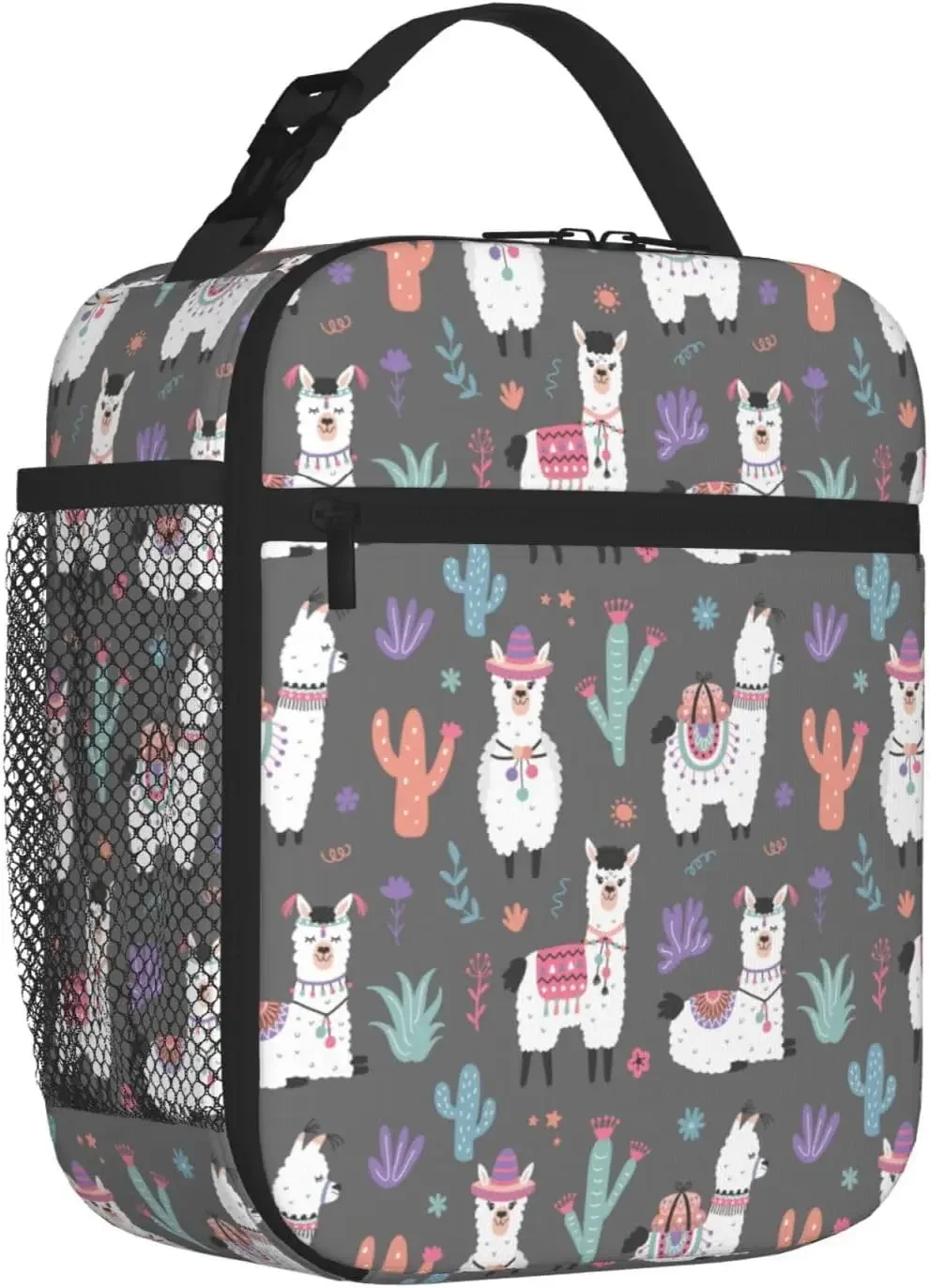 Cartoon Llama Alpaca Leakproof Lunch Bag Large Capacity Lunchbox Insulated Reusable Lunch Tote Bags Cooler Lunch Container