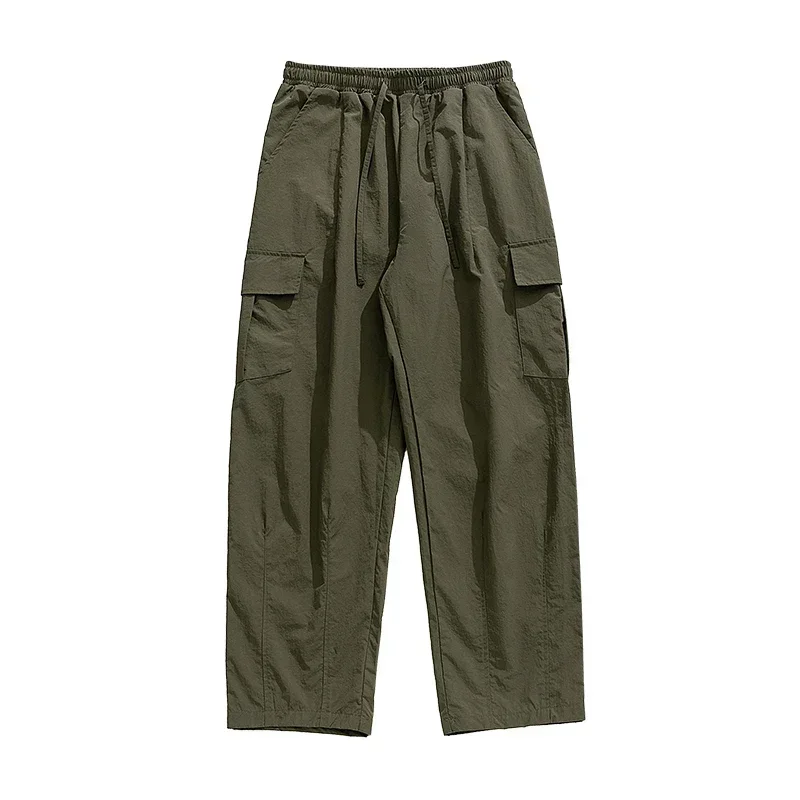 Spring Summer Men's 2023 New Multi-Pocket Cargo Pants Men's Casual Solid Colour Straight Baggy Wide-leg Pants Men