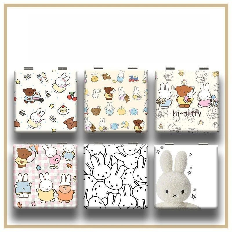 

Hot Cute Miffy Series Square Mirror Cartoon Creativity Exquisite Print Mini Portable Folding Cosmetic Mirror Girls Gift