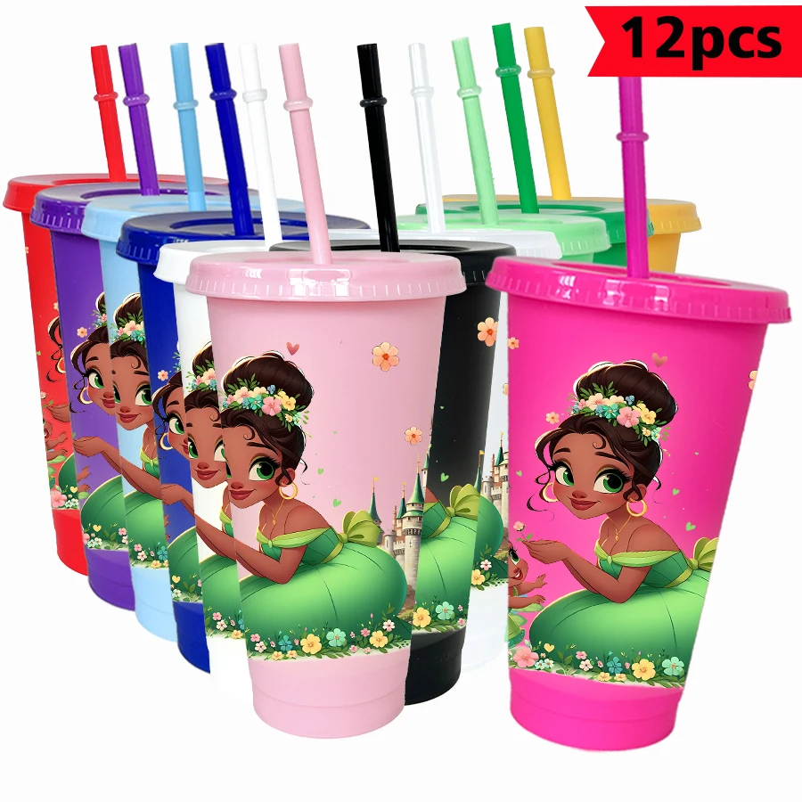

12PCS/pack Disney, Princess, Flower 26oz multi-color plastic water cup party drink set birthday/back to school gift