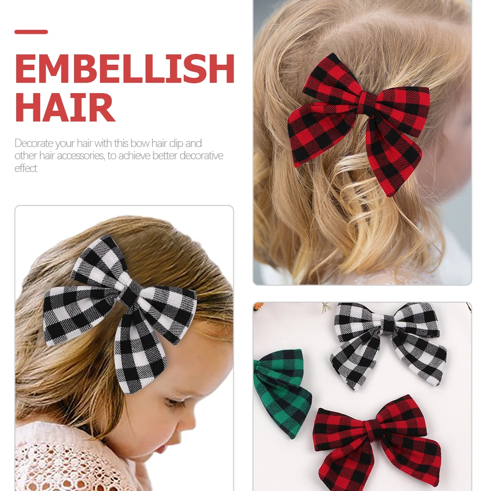 

3 pcs Clips Plaid Bowknot Bows Girl Hair Clips For Kids Durable Kids Hair Accessories Birthday Christmas Gift For Girls