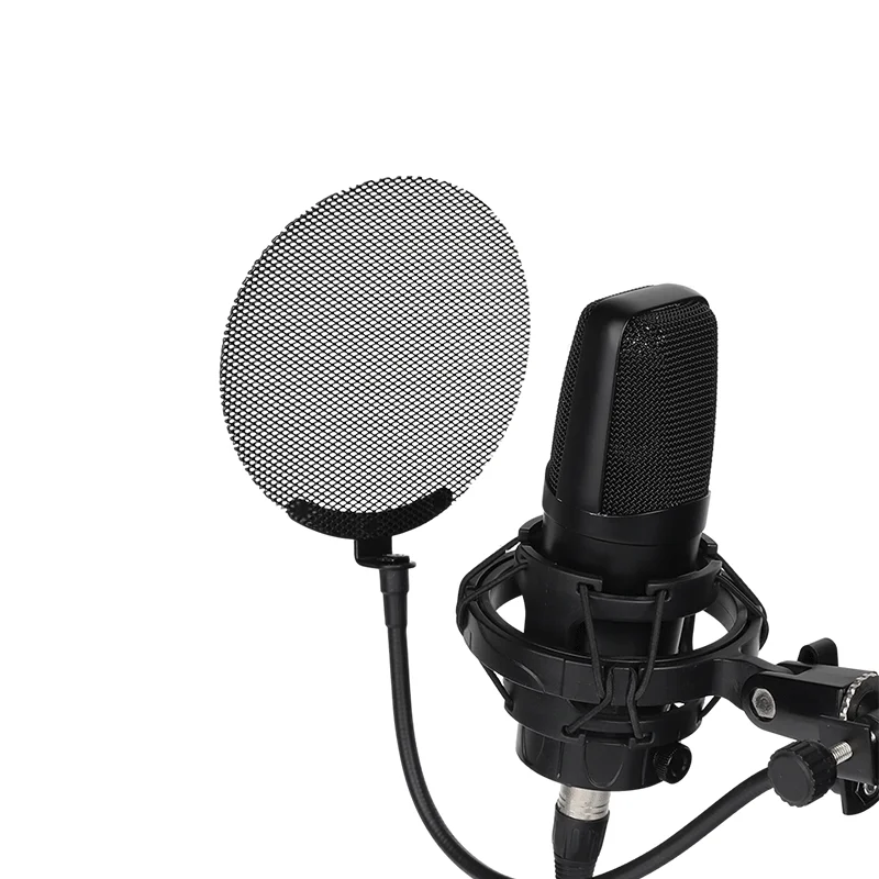 All Metal Mesh Pop Filter Mesh Cover with Flexible Gooseneck for Microphones Mic