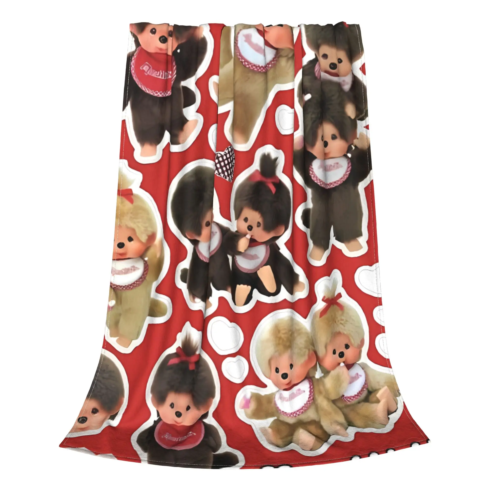 1PC Home Cutecore Cute Collection   Adorable Bears M-Monchhichi Blanket Super Cosy Plush Home Living Room Sofa Halloween