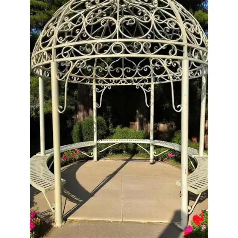 White Color Round Metal Garden Trellis Coating Eco-Friendly Height for Climbing Plants with Bench