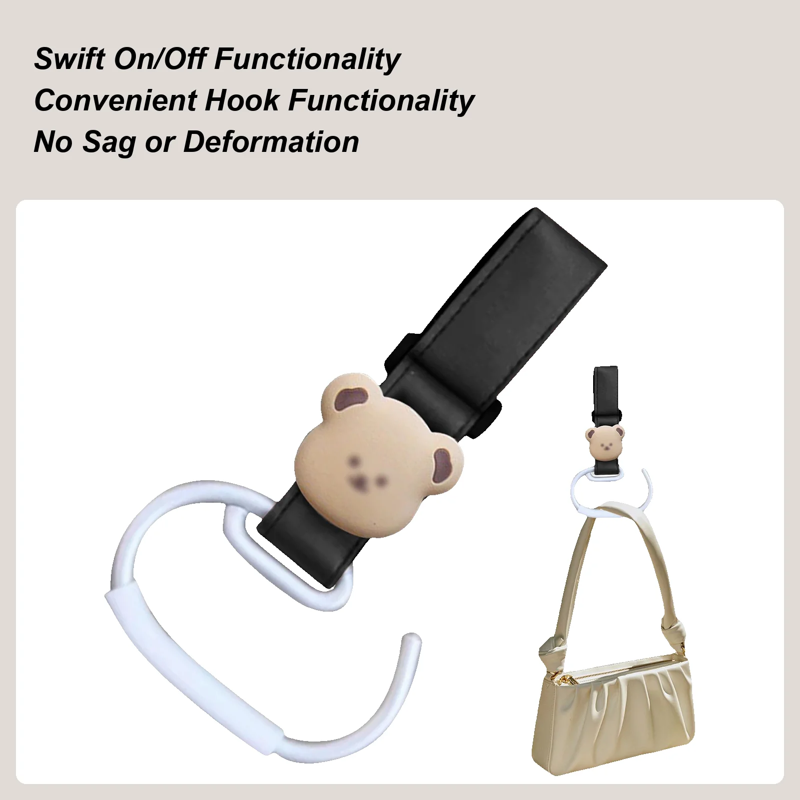 

Крючки для коляски, милый сверхмощный большой органайзер для хранения с мультяшным медведем, держатель для путешествий, самолета, парка, электромобиля