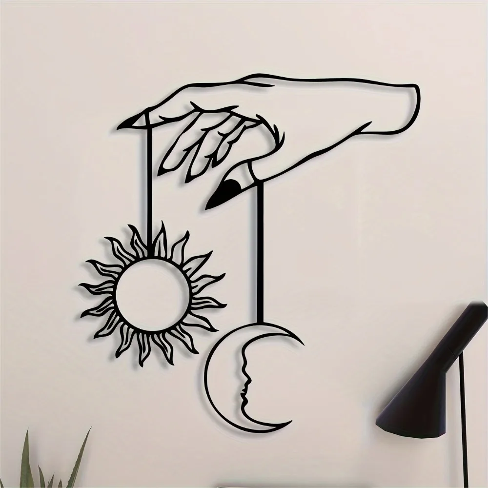 CIFBUY Iron Wall Art Sun and Moon Metal Sculpture Rustproof Hanging Plaque Home Decor Ornament Accent