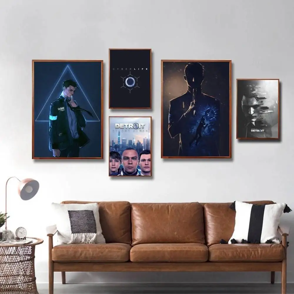 Hot Game Movie D-Detroit Become Human Posters HD Print Vintage Wall Art Decor for Home Study Room