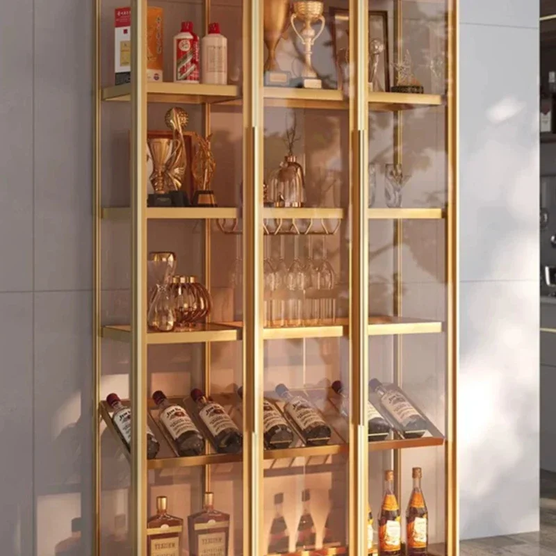 Light Luxury Wine Cabinet Living Room Wall Shelf High-End Hand-Made Tea Display Cabinet