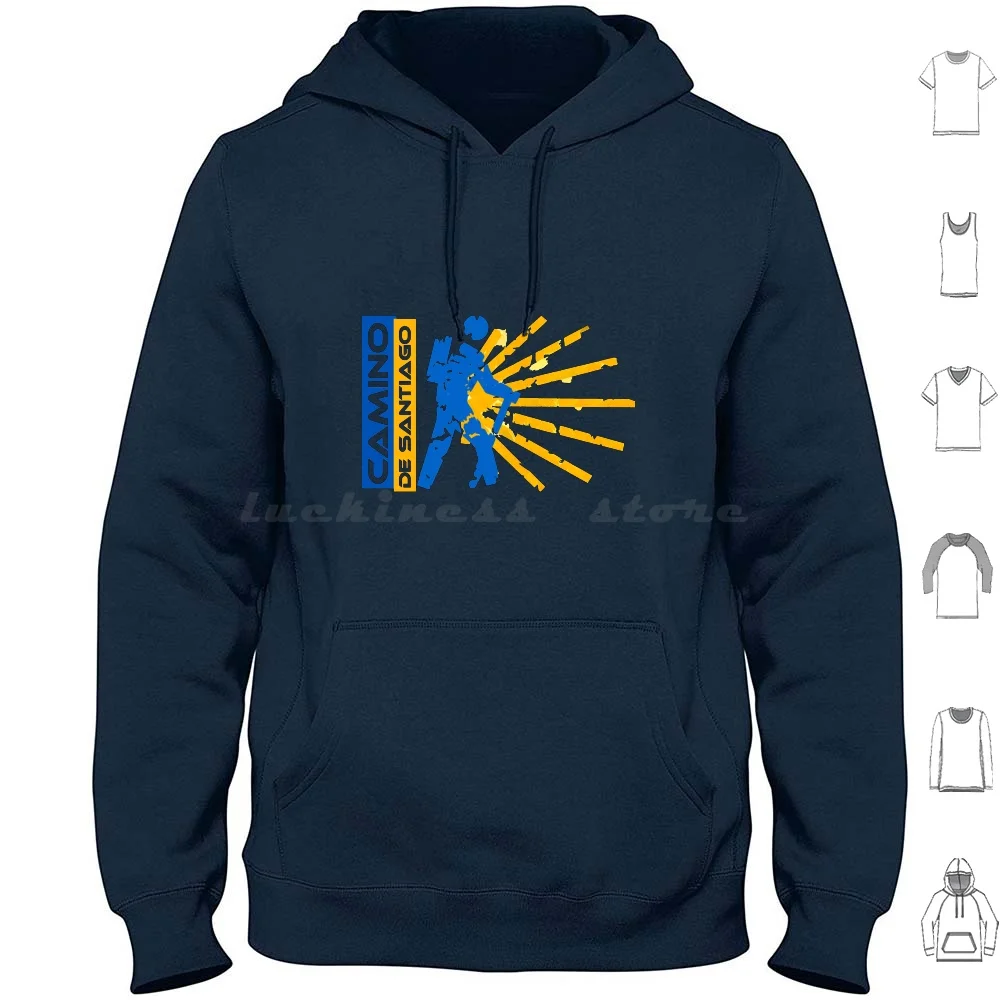 Camino De Santiago. Way Of St. James. Hiking Logo. Hoodie cotton Long Sleeve Way Of St James Camino Santiago Pilgrimage