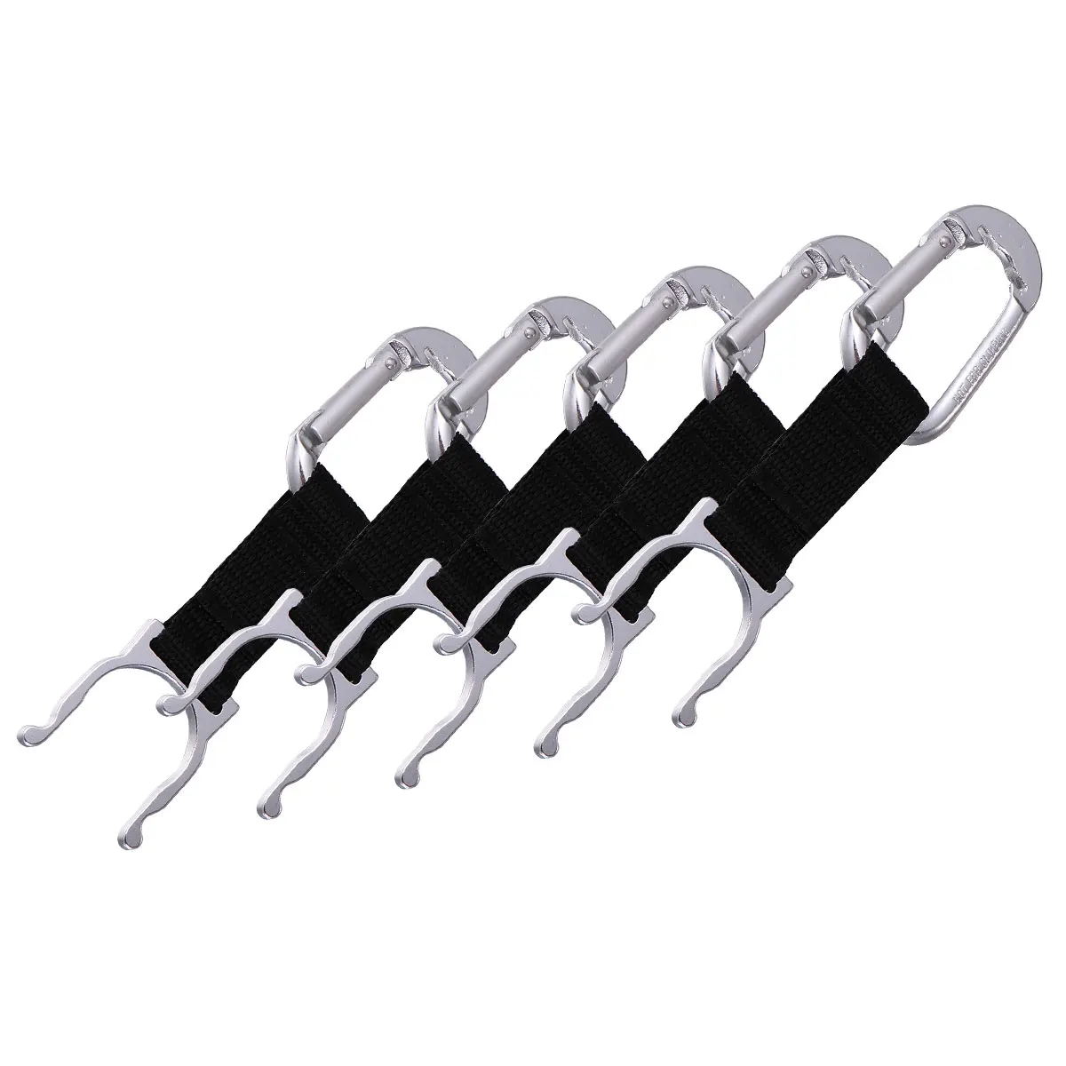 

5pcs Water Bottle Buckle Clip Portable Travel Webbing Alloy Strap Silicone Holder for Backpack Bottle Belt Drink