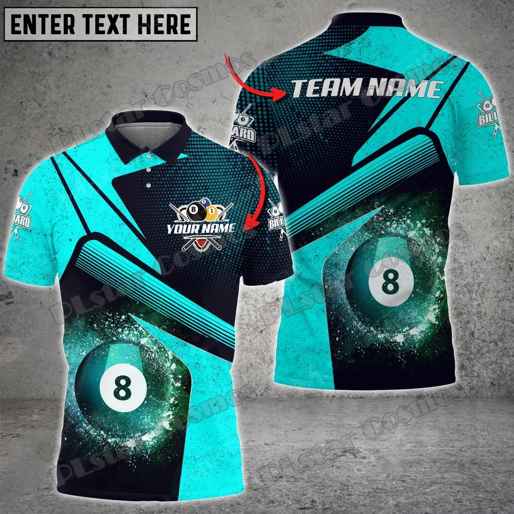 Billiards Ball 8 Galaxy Multilcolor Personalized Name 3D Printed Fashion Men's Polo Shirt Summer Unisex Casual Polo shirt WK180