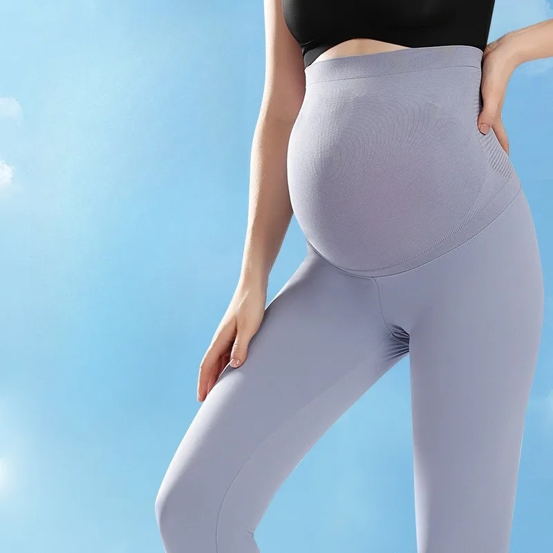 Leggings de maternidad de cintura alta, soporte para el vientre, diseño sin costuras, pantalones de Yoga de alta elasticidad, entrenamiento cómodo