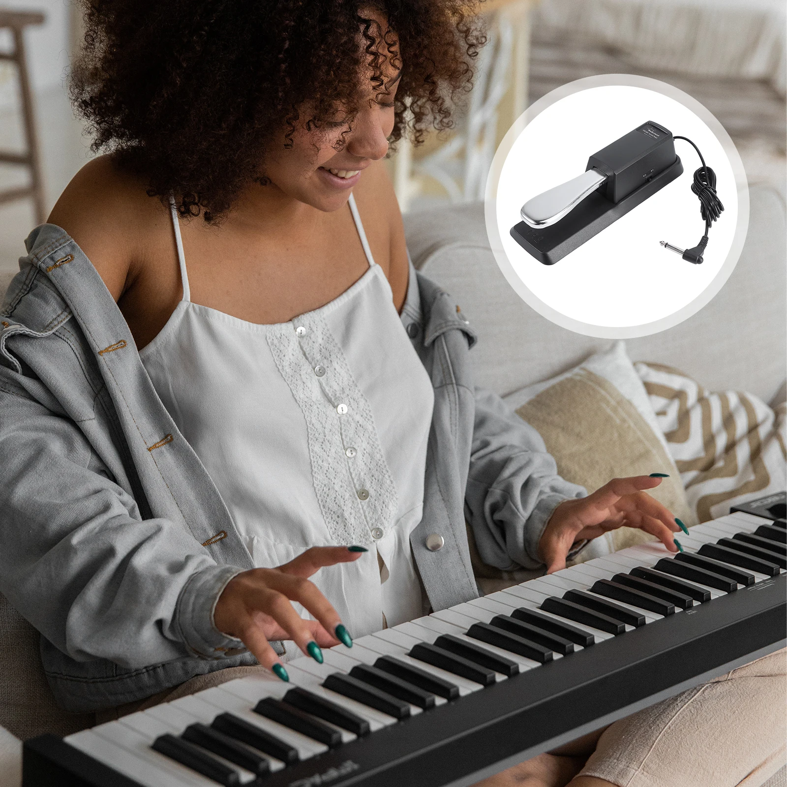 

Cherub 1 Damper Sustain Pedal Black Silver Hard Plastic Chrome Metal Rubber Non-Slip Feet Compatible Electric Keyboard Accessory