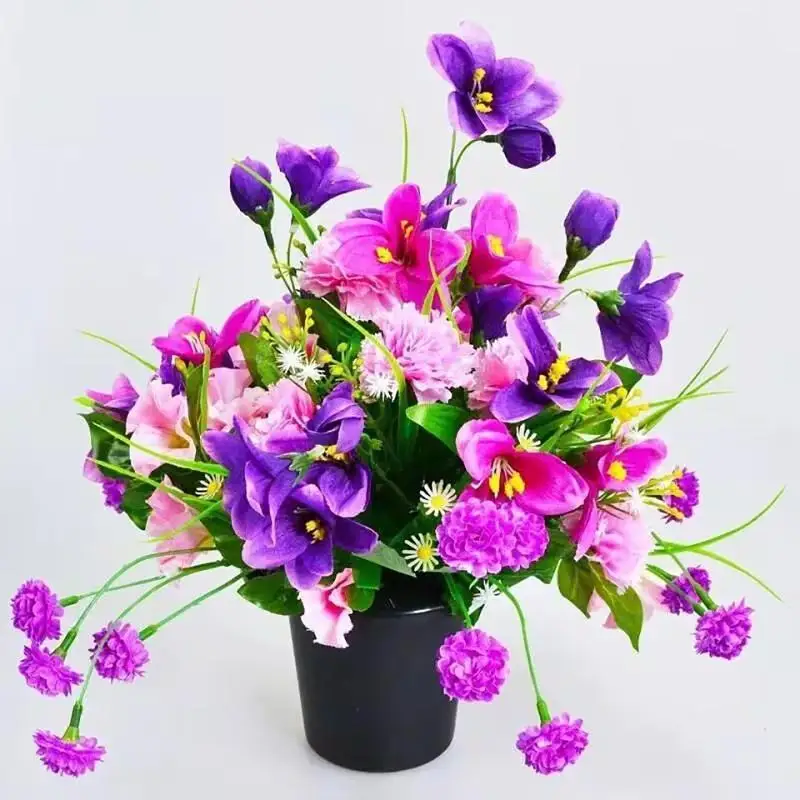 2Pcs Grave Memorial Vases UV Resistant Graveyard Flower Pots for Cemetery Tombstone Ornament Funeral Tribute Supplies
