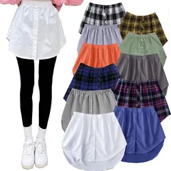 S-5XL Detachable Mini Under Fake Skirt Shirt Extender Women Black White Fake Hem Tail Blouse Irregular Skirt Shirt Extenders