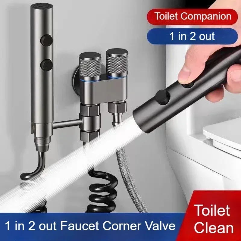 

Bathroom Accessories Handheld Bidet Toilet Spray Gun Set Stainless Steel Angle Valve Wall Mounted Faucet Toilet Cleaning Tap