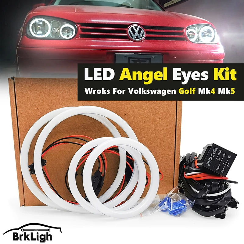 Car-styling WHITE LED Halo Rings Cotton Light For Volkswagen VW Golf 4 5 IV V 1998-2009 SMD Angel Eyes Lamp Daytime Running Ligh