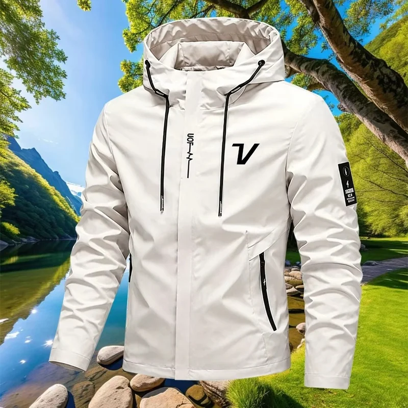 Men's Waterproof Jacket, Lightweight, with Hood, for Outdoor, Windproof, for Hiking and Climbing
